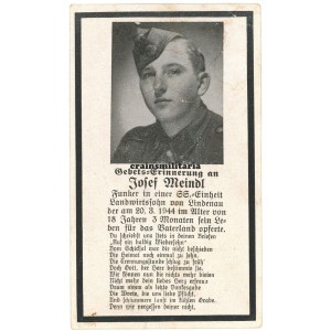 SS Funker death card - Hungary 1944 SS Funker death card - Hungary 1944
