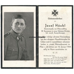 SS Germania Death card - Russia 1944