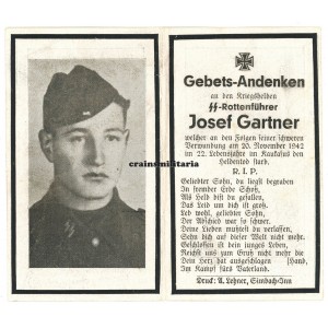 SS Wiking Death card - Kaukasus 1942