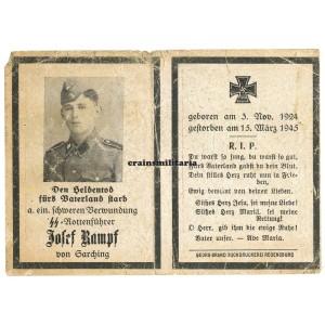 SS Totenkopf Death card - Augsburg 1945