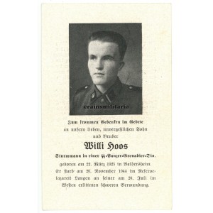 SS Panzergrenadier death card - Normandy 1944