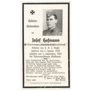 SS Death card - Grossdeutschland Ukraine 1943