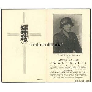 Flemish SS Langemarck death card with Stahlhelm