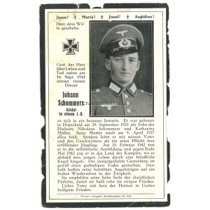 Death card Belgian 377.ID soldier - Russia 1942