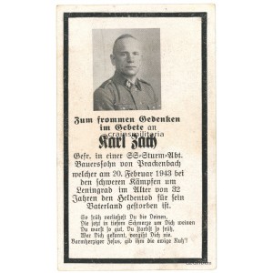 SS Polizei Death card - Leningrad 1943
